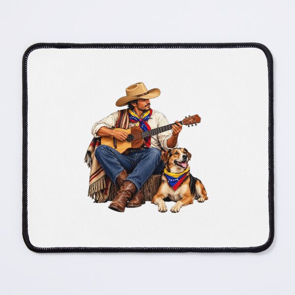 Item preview, Venezuelan llanero playing the cuatro with his dog. designed and sold by FootprintofLove.