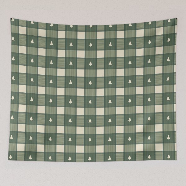 Item preview, Cabincore Cutout Tartan in Pine Tree Green designed and sold by YesterdayColl.