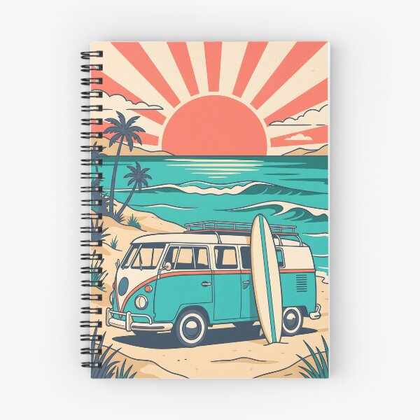 Item preview, Vintage Camper Van with Surfboard at the Beach – Retro Coastal Road Trip Design designed and sold by Sea Gem.