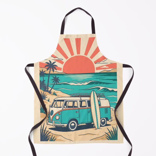 Item preview, Vintage Camper Van with Surfboard at the Beach – Retro Coastal Road Trip Design designed and sold by Sea Gem.