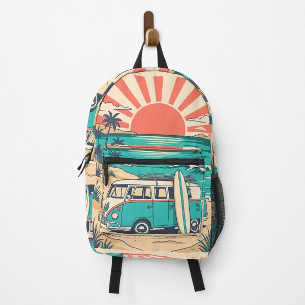 Item preview, Vintage Camper Van with Surfboard at the Beach – Retro Coastal Road Trip Design designed and sold by Sea Gem.