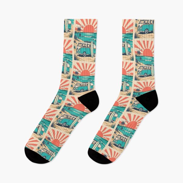 Item preview, Vintage Camper Van with Surfboard at the Beach – Retro Coastal Road Trip Design designed and sold by Sea Gem.