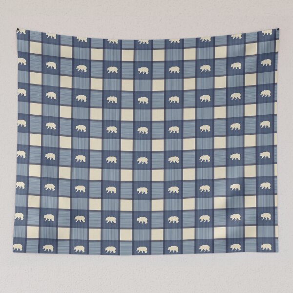 Item preview, Cabincore Cutout Tartan in Polar Bear Blue designed and sold by YesterdayColl.