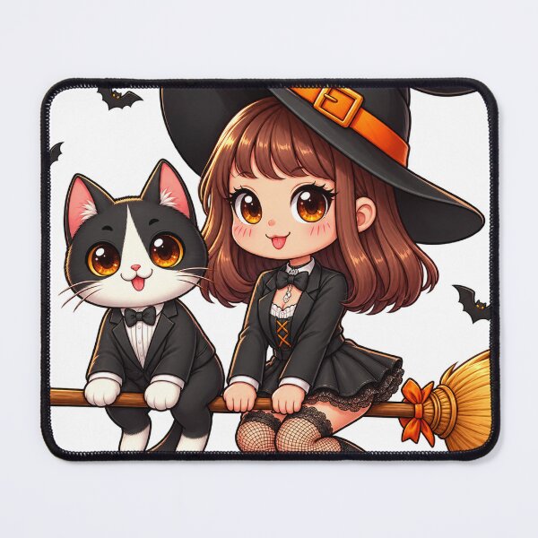 Item preview, AI Witch on Broom with Tuxedo Cat 0903 designed and sold by Aqualung1971.