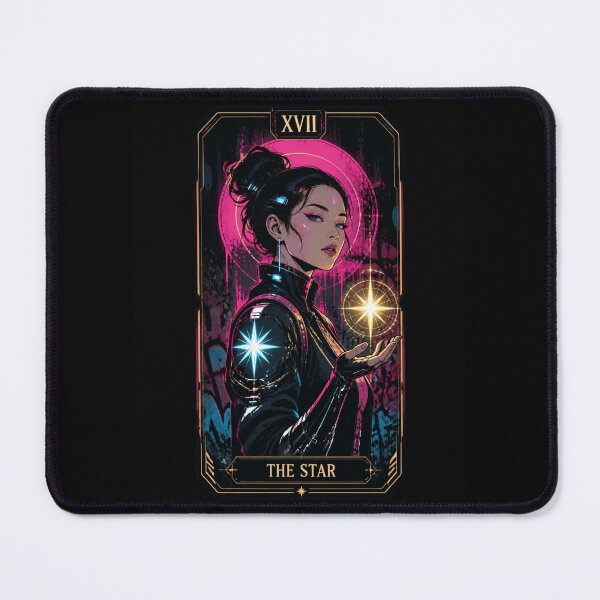 Item preview, The Star XVII Cyberpunk Tarot Card - Neon Synthwave Arcana Art designed and sold by ERODED SELF.