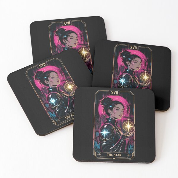 Item preview, The Star XVII Cyberpunk Tarot Card - Neon Synthwave Arcana Art designed and sold by ERODED SELF.