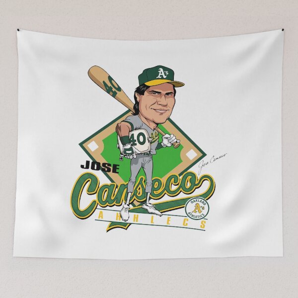 Aperçu de l'œuvre Caricature de José Canseco, joueur des Athletics d'Oakland, tenant la base créée et vendue par KristiTaylorArt.