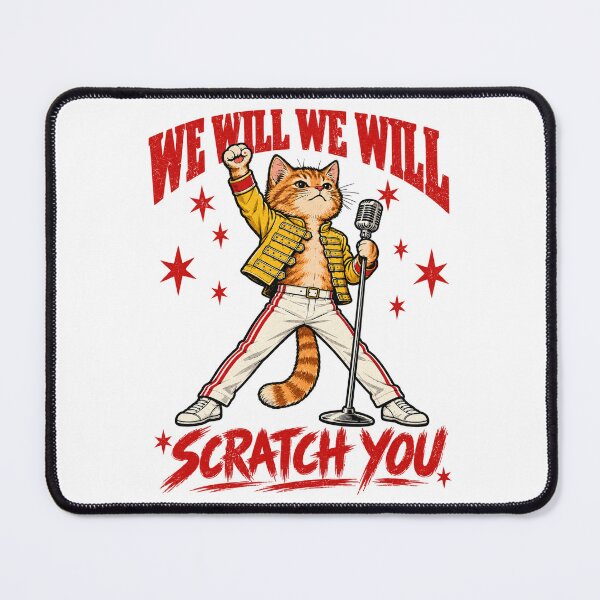 Item preview, We Will Scratch You – Retro Rock Star Cat designed and sold by WolfmanProphecy.