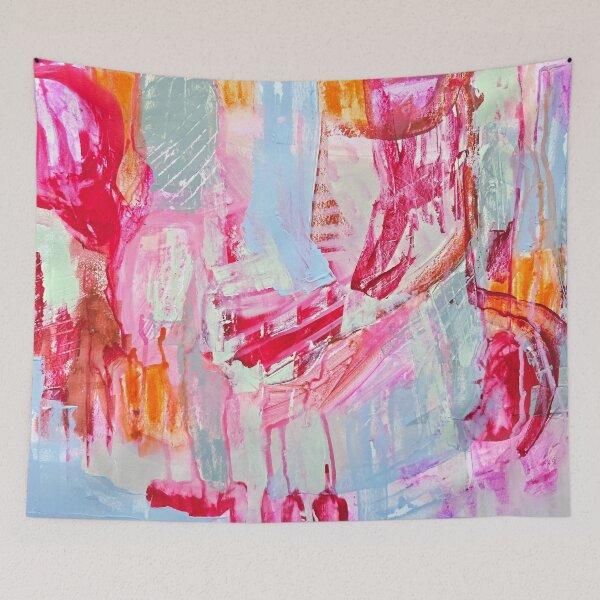 Item preview, Vibrant Expressive Abstract Painting in Pink, Orange, and Sage Green designed and sold by NathalieLeRiche.