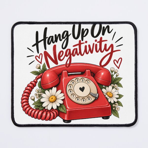 Item preview, Hang Up on Negativity – Vintage Red Rotary Phone designed and sold by TinyWeird.