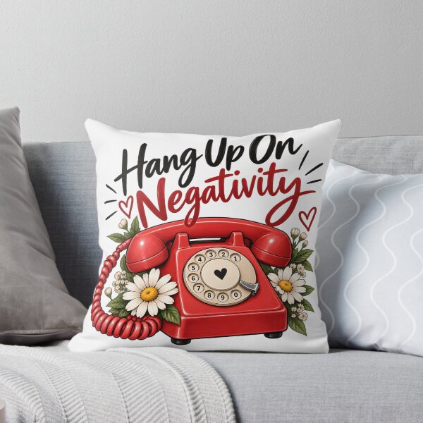 Item preview, Hang Up on Negativity – Vintage Red Rotary Phone designed and sold by TinyWeird.