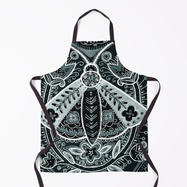 Item preview, Black and White Folk Art Moth with Tulips designed and sold by Fani*.