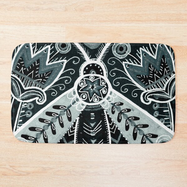 Item preview, Black and White Folk Art Moth with Tulips designed and sold by Fani*.