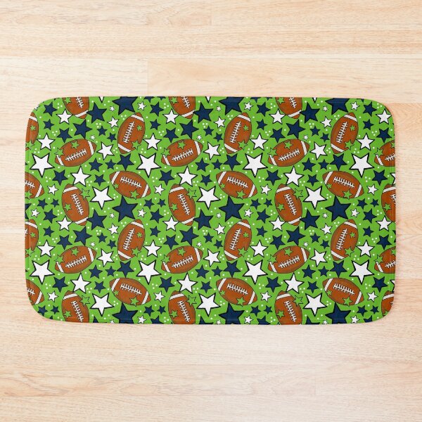 Item preview, Footballs and Stars in Navy and Green designed and sold by KrisInStitches.