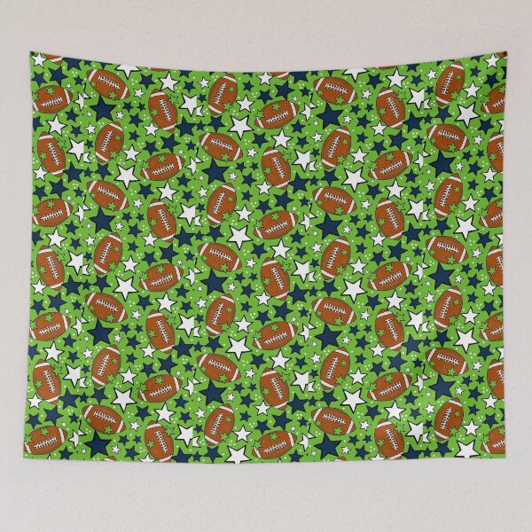 Item preview, Footballs and Stars in Navy and Green designed and sold by KrisInStitches.