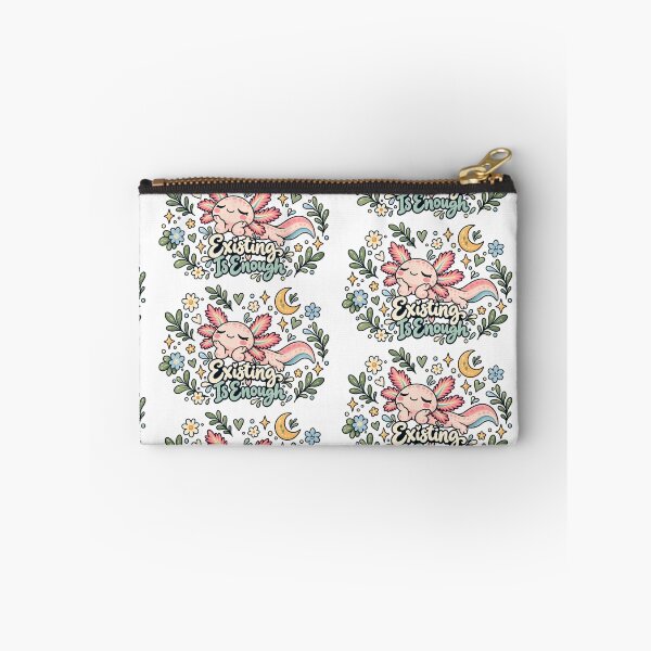 Item preview, Existing is Enough. Pink Axolotl Folk Art Illustration designed and sold by FavePopCulture.