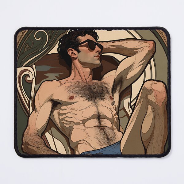 Item preview, Art Nouveau Gay Swimmer Portrait designed and sold by ZhivanCrimson.