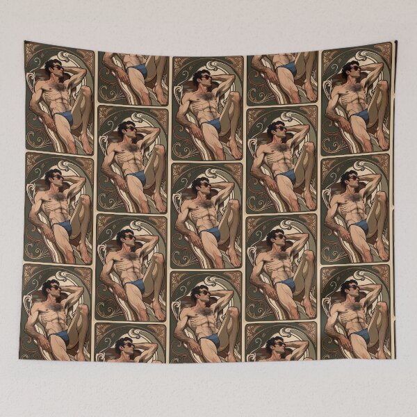Item preview, Retrato de nadador gay Art Nouveau designed and sold by ZhivanCrimson.