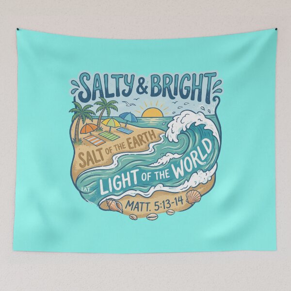 Item preview, Salty and Bright - Matthew 5:13-14 - Retro Beach designed and sold by IAmsThoughts.