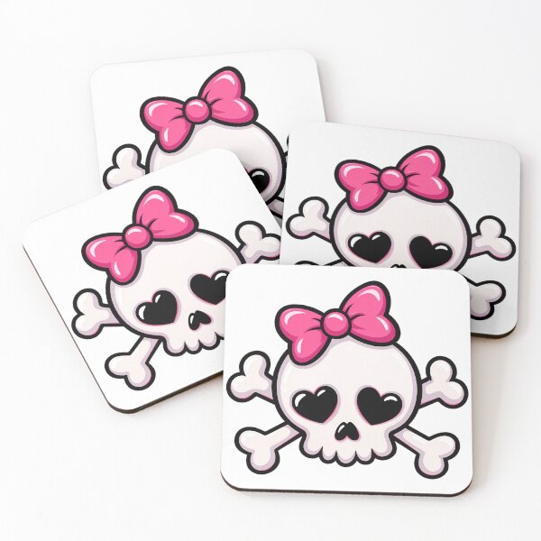 Item preview, Cute Pink Bow Skull and Crossbones  designed and sold by MoonlitNeko.