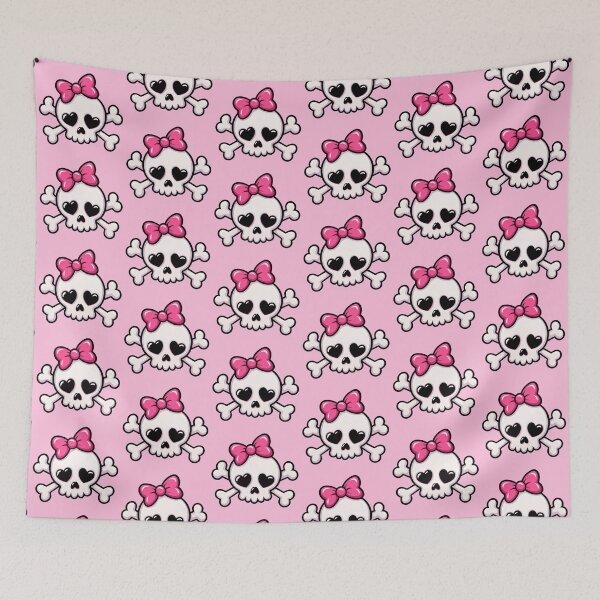 Item preview, Cute Pink Bow Skull and Crossbones  designed and sold by MoonlitNeko.