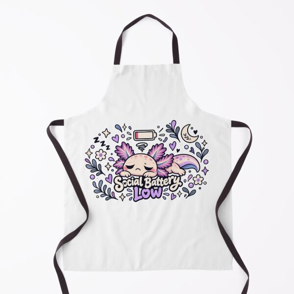 Item preview, Social Battery Low. Pink Axolotl Folk Art Illustration designed and sold by FavePopCulture.