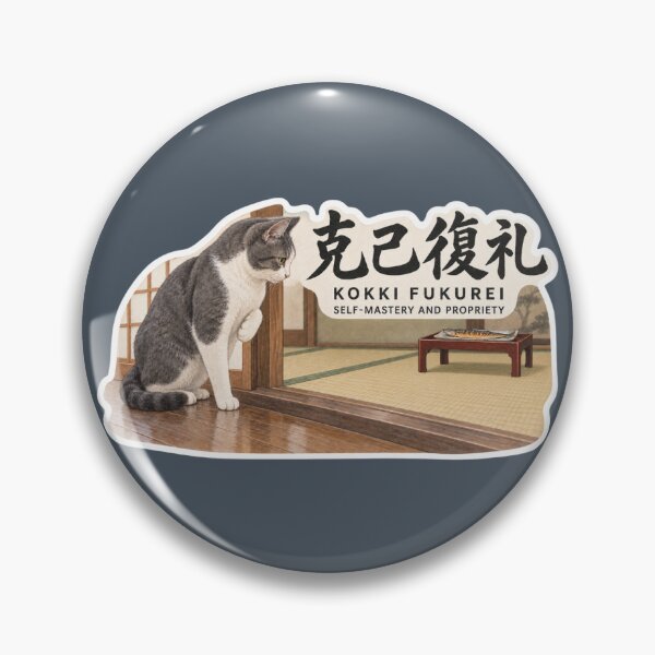 Item preview, Kokki Fukurei 克己復礼 Japanese Cat Sticker – Self-Mastery and Respect designed and sold by KOTOWA.