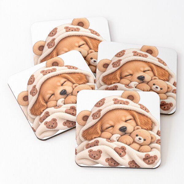 Item preview, Cozy Sleeping Puppy with Teddy Bear Blanket designed and sold by TinyWeird.