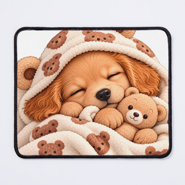 Item preview, Cozy Sleeping Puppy with Teddy Bear Blanket designed and sold by TinyWeird.