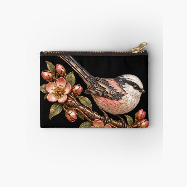 Item preview, Long-Tailed Tit Scrap Metal Bird on Flowering Branch designed and sold by Emoji Emblems.