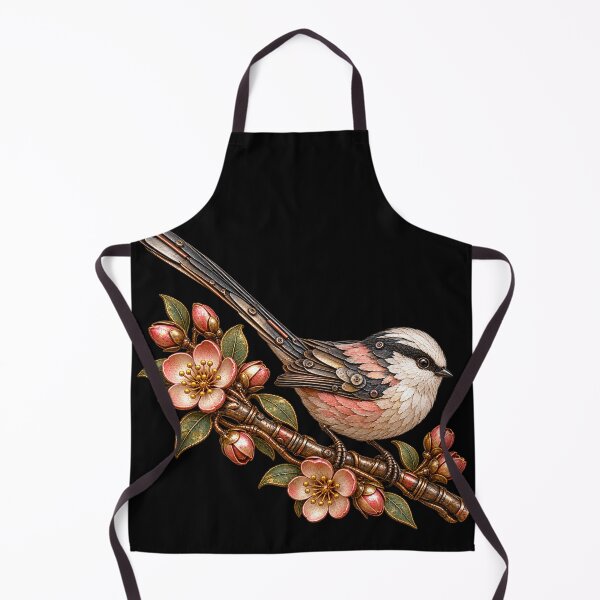Item preview, Long-Tailed Tit Scrap Metal Bird on Flowering Branch designed and sold by Emoji Emblems.