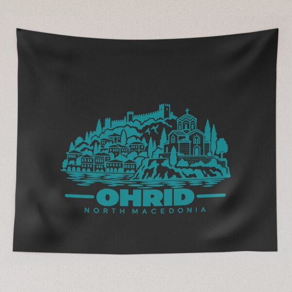 Item preview, Ohrid North Macedonia Line Art Coastline Poster designed and sold by CMYKStudio.