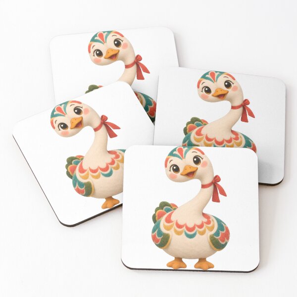 Item preview, Carved Wooden Kireogi Wedding Goose With a Long Neck, Painted Feather Lines, and a Small Red Ribbon. — Marker-style Digital Illustration designed and sold by radou88.