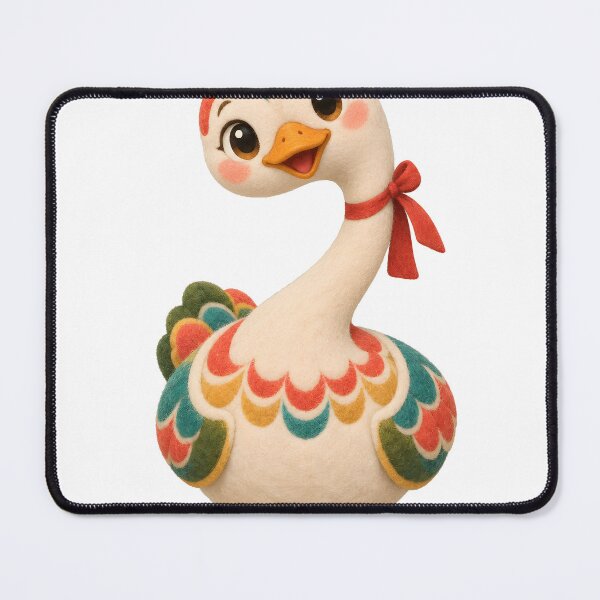 Item preview, Carved Wooden Kireogi Wedding Goose With a Long Neck, Painted Feather Lines, and a Small Red Ribbon. — Marker-style Digital Illustration designed and sold by radou88.