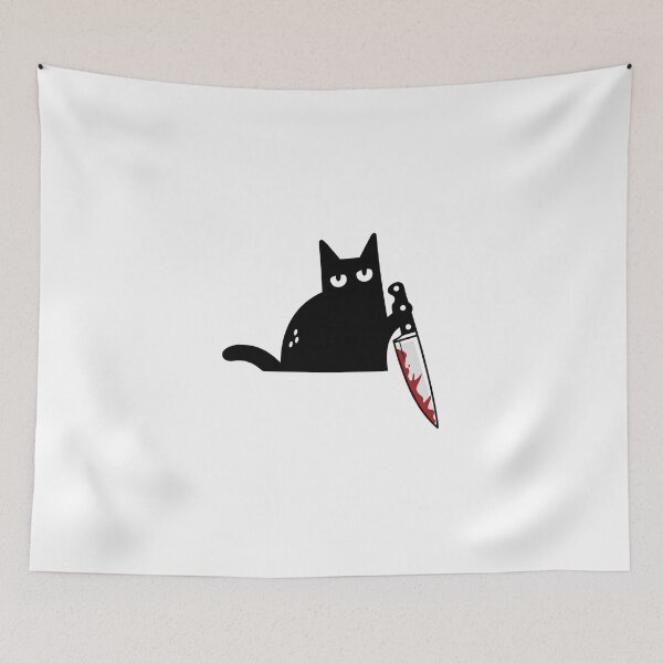 Item preview, Peeking Murder Cat Doorway, Black Cat with Knife Door Frame designed and sold by HokutoKaiStore.