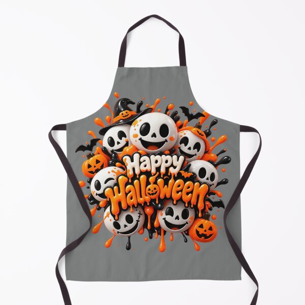 Item preview, Happy Halloween Skeletons – Cute Orange & Black Spooky 3D Design designed and sold by IMuDesigner.