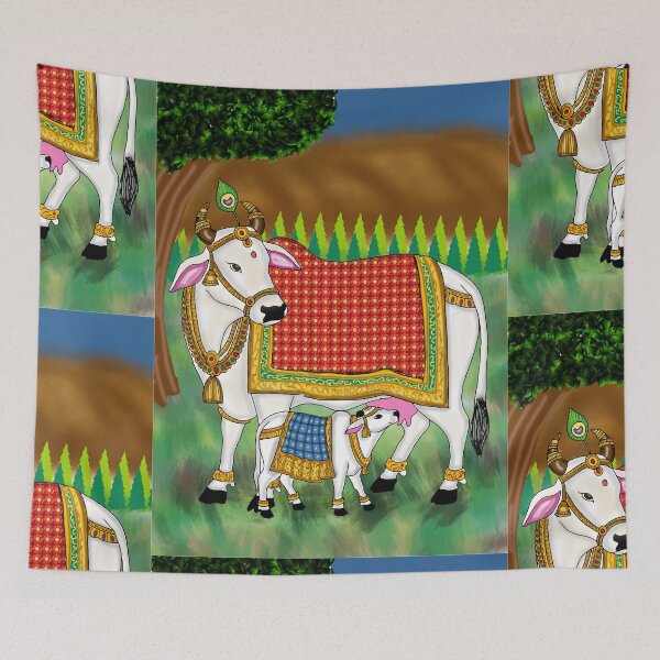 Item preview, Cow and Calf Digital Drawing | Mother Cow and Baby Calf Artwork designed and sold by Harshit_Digital_Arts.
