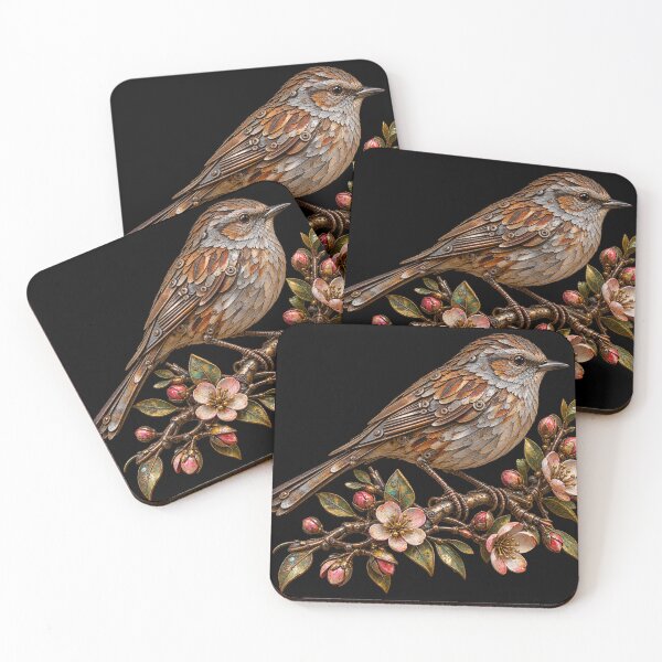 Item preview, Dunnock Scrap Metal Bird on Colourful Flowering Branch designed and sold by Emoji Emblems.