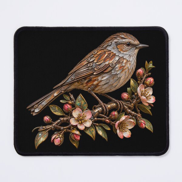 Item preview, Dunnock Scrap Metal Bird on Colourful Flowering Branch designed and sold by Emoji Emblems.