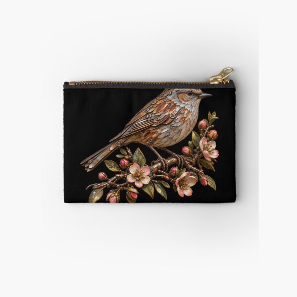 Item preview, Dunnock Scrap Metal Bird on Colourful Flowering Branch designed and sold by Emoji Emblems.