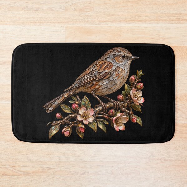 Item preview, Dunnock Scrap Metal Bird on Colourful Flowering Branch designed and sold by Emoji Emblems.