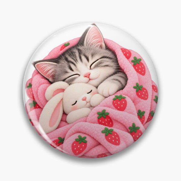 Item preview, Cozy Sleeping Kitten with Bunny designed and sold by TinyWeird.