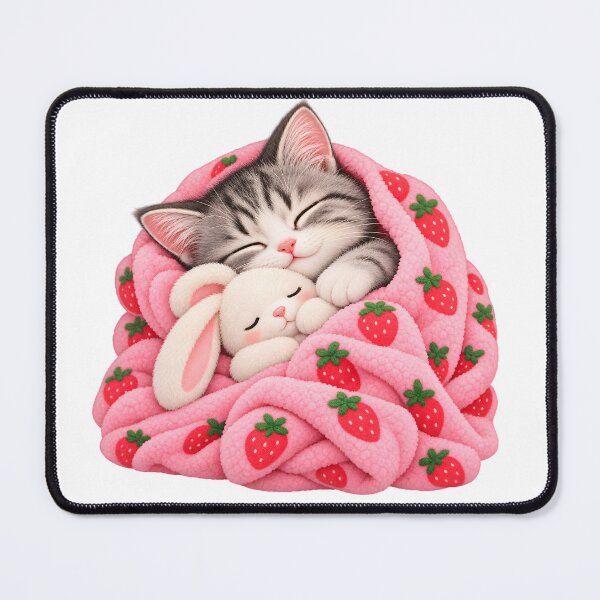 Item preview, Cozy Sleeping Kitten with Bunny designed and sold by TinyWeird.