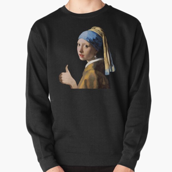 Thumbs Up Girl with Pearl Earring Pullover Sweatshirt