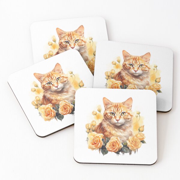 Item preview, Golden Rose Cat | Elegant Floral Aesthetic Art designed and sold by Mandayartstudio.