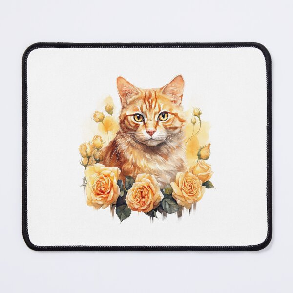 Item preview, Golden Rose Cat | Elegant Floral Aesthetic Art designed and sold by Mandayartstudio.