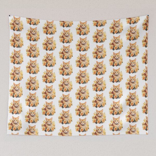 Item preview, Golden Rose Cat | Elegant Floral Aesthetic Art designed and sold by Mandayartstudio.