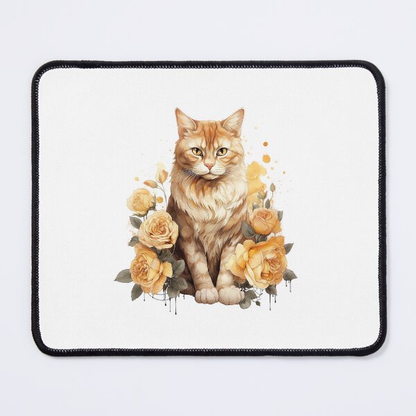 Item preview, Golden Rose Cat | Elegant Floral Aesthetic Art designed and sold by Mandayartstudio.