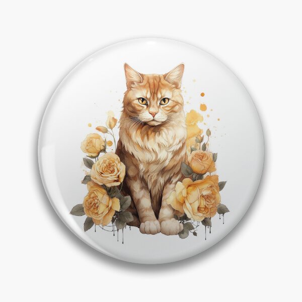 Item preview, Golden Rose Cat | Elegant Floral Aesthetic Art designed and sold by Mandayartstudio.