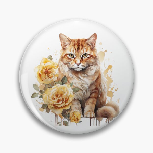 Item preview, Golden Rose Cat | Elegant Floral Aesthetic Art designed and sold by Mandayartstudio.